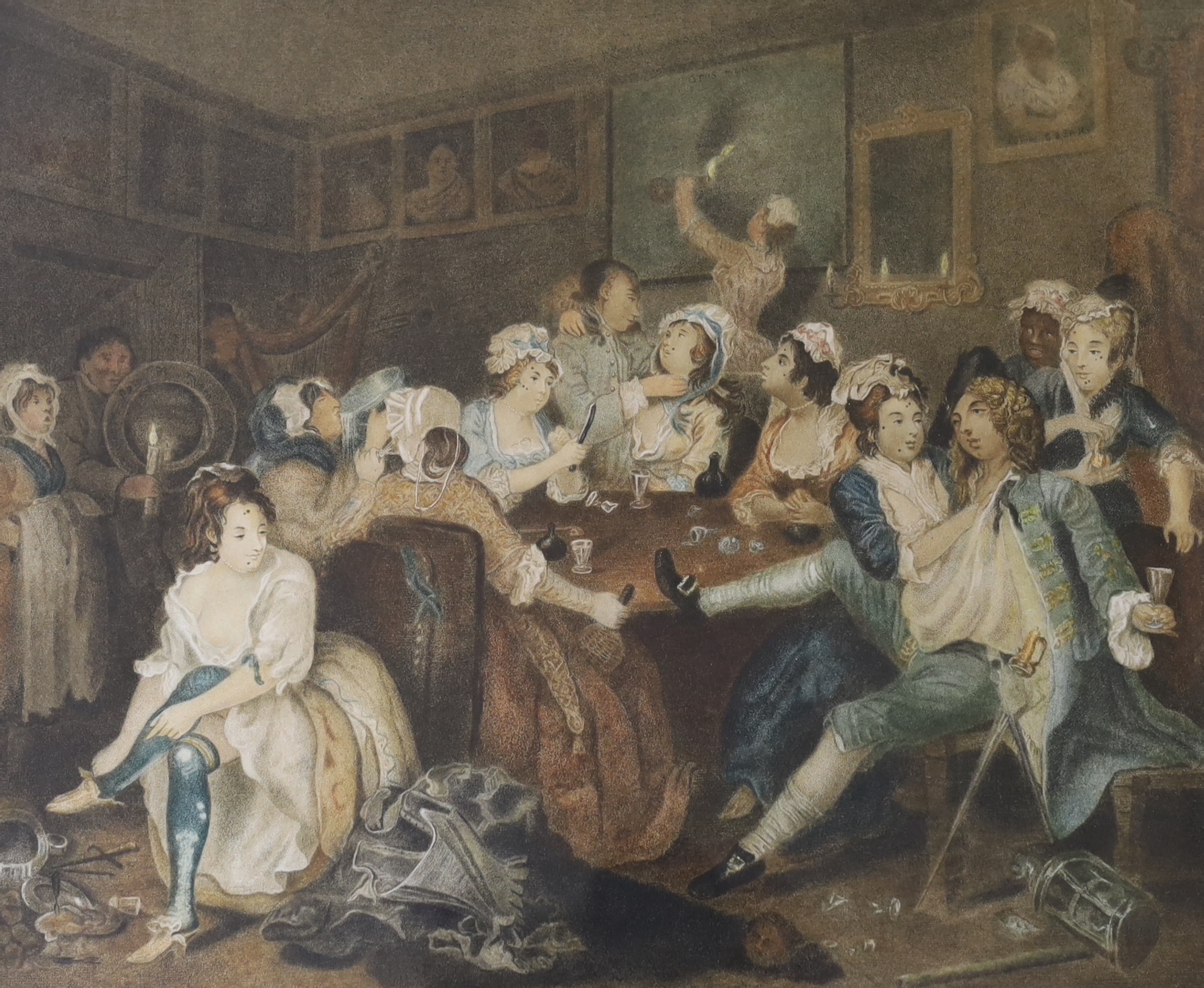 Edward Jackson Stodart (1879-1934) - After William Hogarth (1607-1764), set of twelve pencil signed hand coloured stipple engravings including 'A Rake's Progress', each with details verso, 34 x 40cm